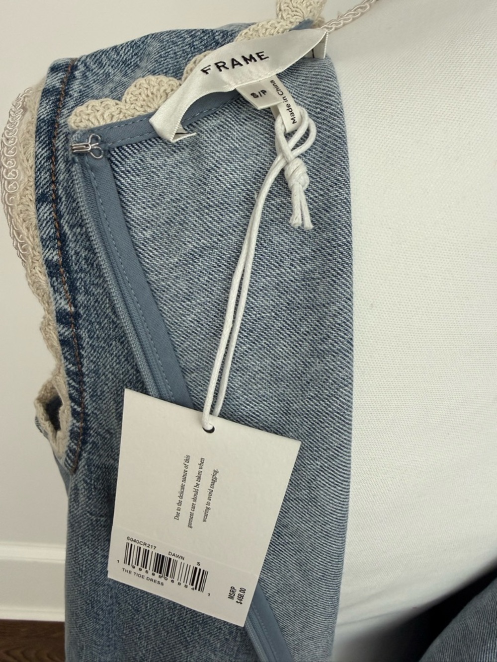 NWT FRAME The Crochet Tide Denim Western Dress - size small - Picture 10 of 16